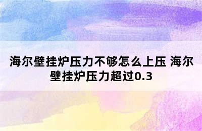 海尔壁挂炉压力不够怎么上压 海尔壁挂炉压力超过0.3